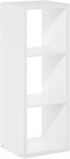 Furinno Cubicle Open Back Decorative Cube Storage Organizer, 3-Cube, White