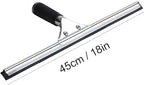 Professional Stainless Steel Handle Water Wiper Window Glass Squeegee with Replacement Rubber Blade 105cm 41inch (Black, 18in/45cm+Blade)