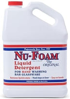 Nu-Foam Liquid Detergent for Bar Glassware – Original Streak-Free Solution - Hand Washing Bar, Tavern, Brewery Supplies - Spotless Serving Glasses - Concentrated- Easy On Hands - 5 gallon Pail