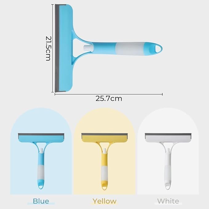 3 in 1 Window Cleaning Tool for Car Indoor Outdoor High Windows, Spray Window Squeegee Cleaner Tool with Spray Bottle,Window Wiper Silicone Cleaner Brush Scraper,for Car, Home, Kitchen (Blue)