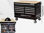 Tool Chest Cabinet, Large Capacity Metal Tool Box with Wheels and Cylinder Locking, Roll Around Storage Organizer Tool Cart for Garage, Redtool cabinets on Wheels (Black, 9-Drawer-Wheel)
