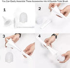 White Toilet Brush and Holder Set,Modern Bathroom Decor Closed Toilet Bowl Brush Household Cleaning Brush for Bathtub