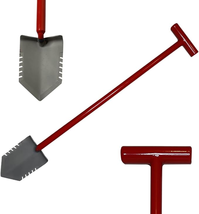 Red Devil Root Cutter Shovel - Dual Serrated Root Slicing Blade - T-Handle Construction. Professional Landscapers, Lawn and Gardeners. Relic, Metal Detecting, & Gold Prospecting - Survival & Military