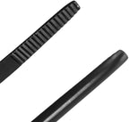 KAKURI Bonsai Tweezers Straight Serrated Tips with Spatula 8.8" - Made in Japan - Professional Bonsai Care Tool - Black Coated Japanese Stainless Steel