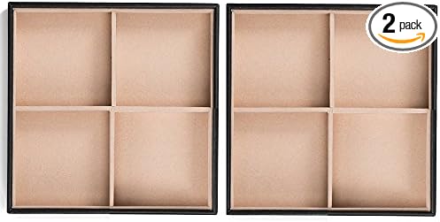 Jewelry Organizer Tray - Set of 2 - Stackable 8 Square Slot Jewelry Storage Trays - Display on Dresser or Drawer - Compatible with other Glenor trays - Black