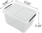 Asking 30 L Plastic Storage Box with Lid, 4-Pack Wheeled Clear Plastic Boxes