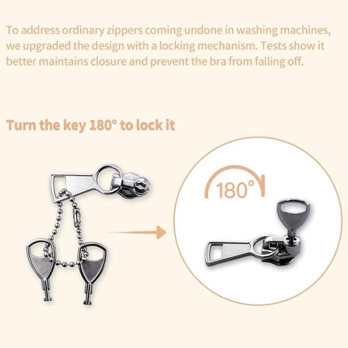 Bra Laundry Bag for Delicates, Machine Mesh Laundry Bags, Lingerie Protector for Bras, 2025 Upgrade No-Fallout Design - Lockable Zipper & 2 Keys for Bras, Underwear, Fits A-38DD Cup