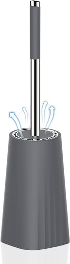 SetSail Toilet Brush, Compact Size Toilet Bowl Brush and Holder Toilet Brushes for Bathroom with Stainless Steel Handle Toilet Cleaner Brush with Durable Scrubbing Bristles, Grey