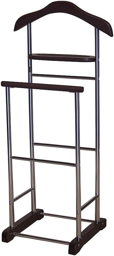Proman Products Twin Valet with Wooden Hanger Tray & Trouser Bar, Walnut