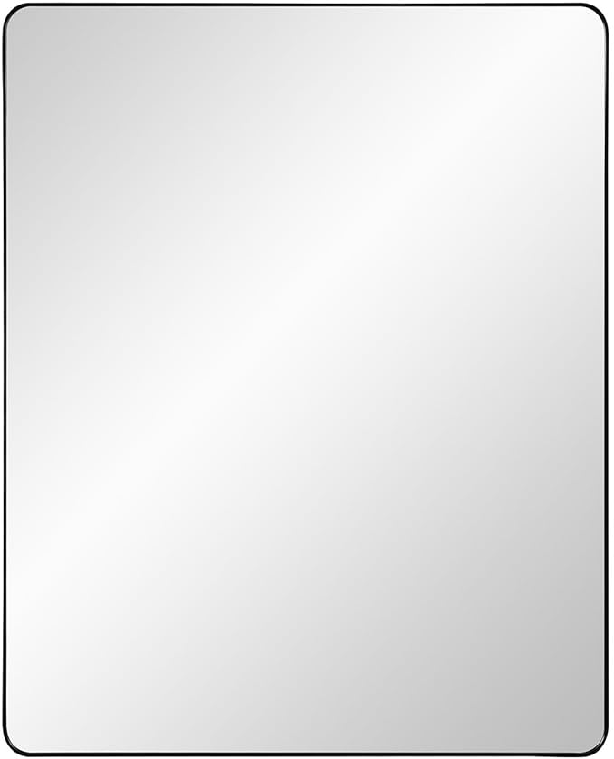 Black Bathroom Mirror Medicine Cabinet with Round Corner Framed Door 24 x 30 inch, Recessed or Surface Mount, with Adjustable Glass Shelves