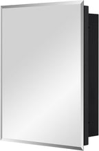 Black Bathroom Medicine Cabinet with Beveled Edge Mirrored Door 14 x 18 inch, Recessed or Surface Mount, with Adjustable Glass Shelves