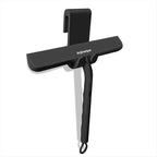 Shower Squeegee for Glass Doors with Adhesive Hook, All-Purpose Squeegee for Shower Glass, Bathroom, Window, Mirror, Car Glass and Tile Wall-8 Inches,Black