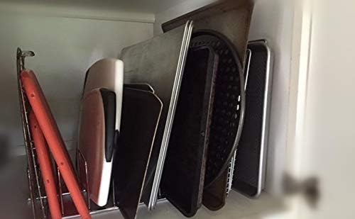 Slideep Pot Pan Lid Holder Rack Organizer, Kitchen Dish Plate Storage Organizer Drying Rack, Bakeware Pot Lid Rack Holder Organizer, Pantry and Cabinet Holder,Set of 2