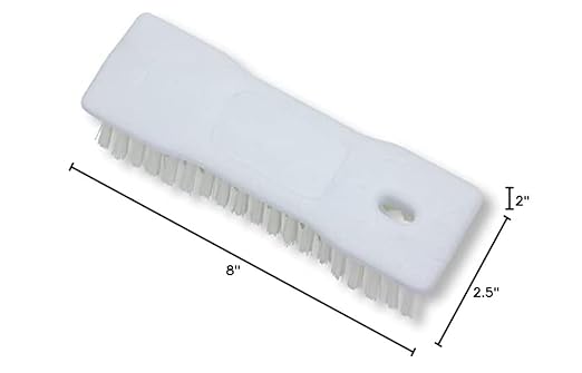 SPARTA Comfort Grip Scrub Brush Hand Brush for Bathroom, Kitchens, Countertop, Plastic, 8 Inches, White, (Pack of 6)