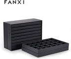 Oirlv Black Leather Jewelry Display Flat Tray Perfume Accessories Trinket Watch/Earring/Ring Storage Organizer