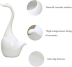 Swan Toilet Brush and Ceramic Holder Set,Cute Bathroom Decor, Non-Scratch Bristles, Space-Saving White Household Cleaning Tool for Bathtub