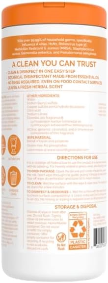 SEVENTH GENERATION Disinfecting Wipes, 35 CT