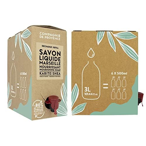 Compagnie de Provence Savon de Marseille Nourishing Liquid Soap, Karite (Shea Butter), 101.4 Fl Oz Eco Refill