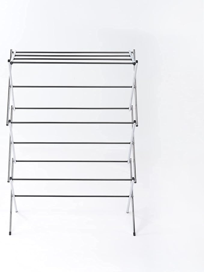 Displays By Jack Portable Collapsible Clothing Dryer Rack, Foldable Drying Rack for Clothes, Lingerie, Towels, Linens, Laundry Home Apartment Must Haves, Metal Chrome Finish
