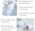 Toilet Brush and Holder Set,Modern Ceramic Toilet Bowl Brush Holder,Cute Bathroom Decor, Non-Scratch Bristles, Space-Saving White Household Cleaning Tool for Bathtub