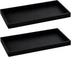 2PCS 11.8” L x 5” W Silicone Soap Dispenser Tray, Bathroom Sink Vanity Trays for Dresser Tops, Toilet, Small Black Tray for Scrubber, Lotion Bottles, Perfume, Jewelry, Candle, Key Trinket Ring-Black