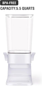 Cereal Dispenser Countertop,5.5L Cereal Containers Storage Dispenser for Pantry,Dry Food Storage Rice Containers,Candy Dispenser,Snack Organizer Machine for Grains, Nuts,Oatmeal, Pet Food White