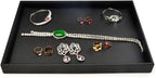 Oirlv Black Leather Jewelry Display Flat Tray Perfume Accessories Trinket Watch/Earring/Ring Storage Organizer