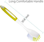 Dish Brush with Handle, Stiff Bristles Dish Scrubber for Pots, Pans & Sink Cleaning, 3 Pack