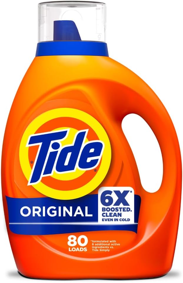Tide Laundry Detergent Liquid, Original Scent, 80 Loads, 105 FL OZ, Works on 100% of Common Stains, Laundry Soap, Liquid Laundry Detergent