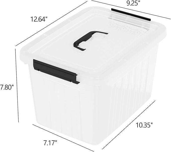 10 Quart Clear Plastic Storage Boxes with Handle, 4-Pack Clear Plastic Storage Bins with Lids