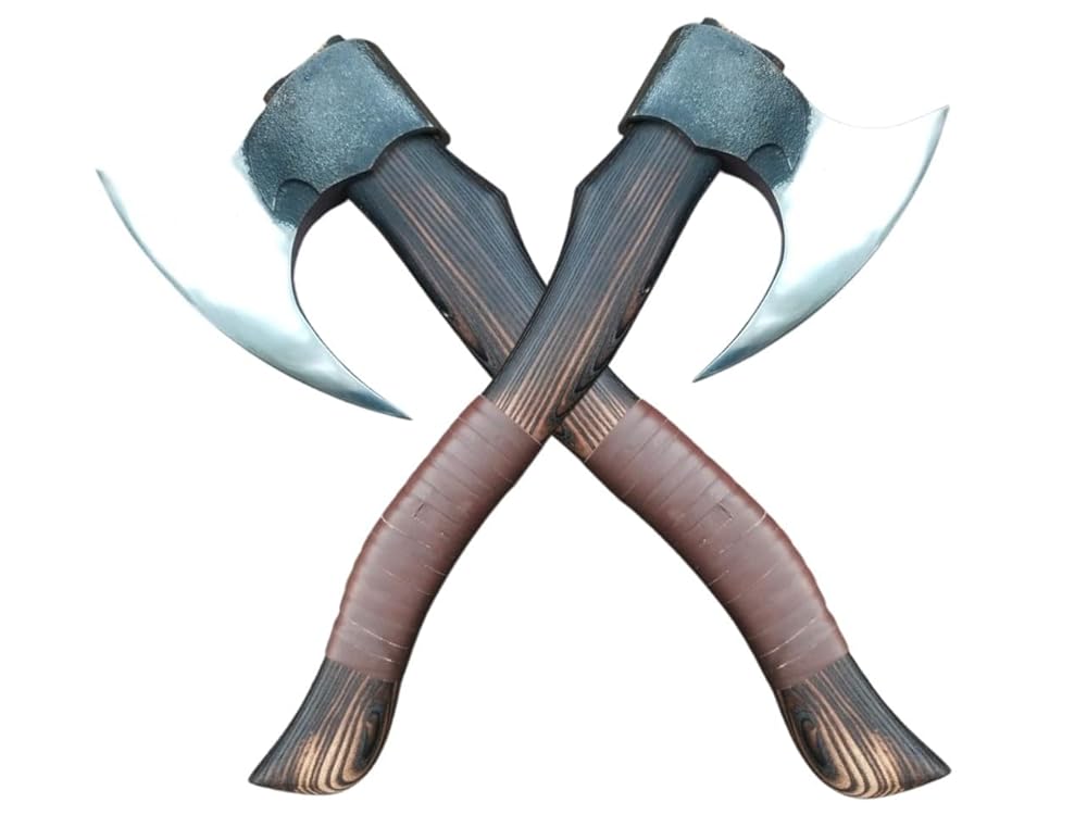 Kacha Store | custom handmade Viking medieval Axe with Viking gift,Hand Axe,Viking Gifts for Men,Camping Tomahawk,Bearded,Valhalla Axe with Leather Sheath (Battle axe) (Battle)
