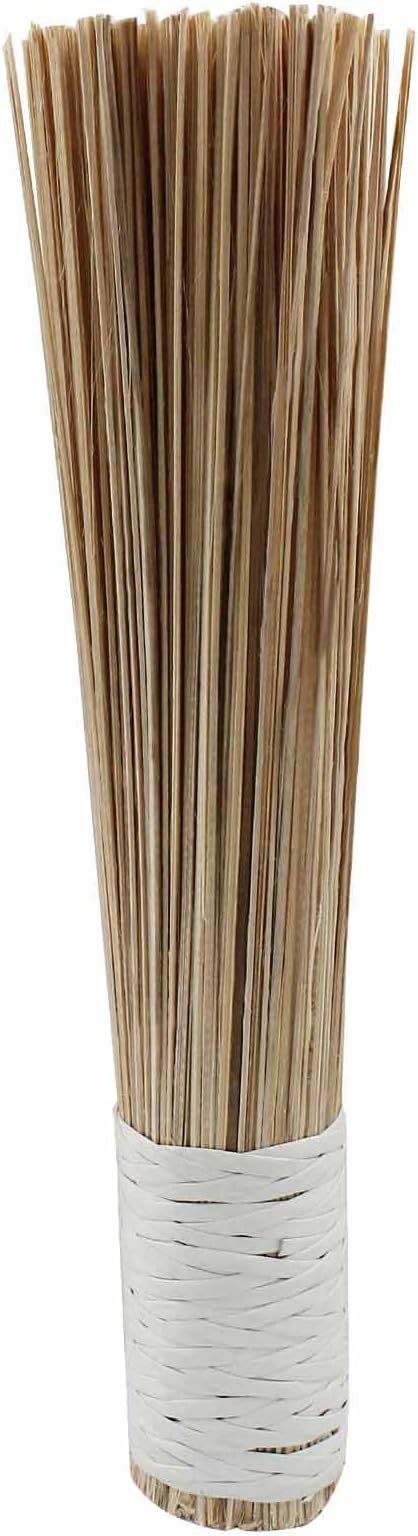 Natural Bamboo Wok Brush 12-Inch Length, Traditional Kitchen Pan Cleaning Whisk Cleaning Brush Bamboo Scrubber (Flat Brush)
