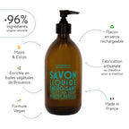 Compagnie de Provence Savon de Marseille Apothicare Liquid Soap, Mint Basil, 16.7 Fl Oz Glass Pump Bottle