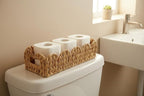 Coeusy Toilet Tank Basket for Bathroom,Scalloped Edge Wicker Basket for Toilet Paper Storage,Small Baskets for Countertop,Shelves,Living Room,Bedroom,Both Organizer&Decor,Natural Water Hyacinth