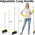 Gloffer Soft Bristles Broom for Indoor Sweeping, Household Cleaning Angle Broom with 55inch Long Handle for Home Office Hardwood Tile Floors Kitchen