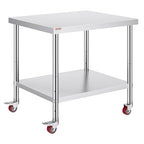 Vevor 30x36x34 Inch Stainless Steel Work Table 3-Stage Adjustable Shelf with 4 Wheels Heavy Duty Commercial Food Prep Worktable with Brake for Kitchen Prep Work : Everything Else