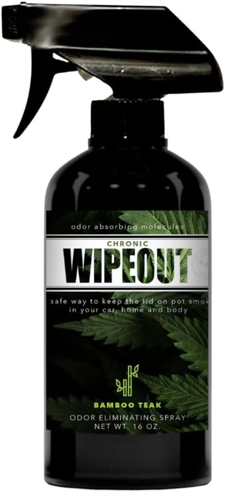 Chronic Wipeout Smoke Odor Eliminator Spray For Strong Odor - Highly Effective for Deodorizing Homes, Clothes, Cars, Office, Hands, & Hair from Smoke Smells - 1 16 oz Bottle Bamboo Teak Fragrance