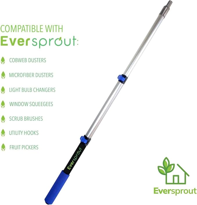 EVERSPROUT 1.5-to-3 Foot Scrub Brush | Built-in Rubber Bumper | Lightweight Extension Pole Handle | Soft Bristles wash Car, RV, Boat, Solar Panel, Deck | Shower Brush for Cleaning | Floor Brush