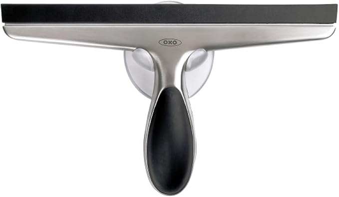 OXO Good Grips Stainless Steel Squeegee - All-Purpose for Bathroom, Glass Shower Doors, Mirrors, Tiles, Countertops and Car Windows - Streak Free