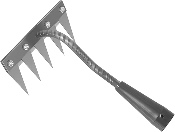 Iron Weeding Rake 2.0, New 5/6/7/8 Teeth Carbon Steel Garden Weeder Rakes, Weeder Puller Tool for Yard Lawn and Garden, Heavy Duty Metal Rake for Lawn, Flower Beds & Soil Aeration(5 Teeth)