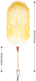 Lambswool Duster 20 inch with Bamboo Handle Soft Natural Wool Feather Dusters for Cleaning Office Home Car etc