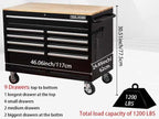 Tool Chest Cabinet, Large Capacity Metal Tool Box with Wheels and Cylinder Locking, Roll Around Storage Organizer Tool Cart for Garage, Redtool cabinets on Wheels (Black, 9-Drawer-Wheel)