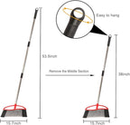 Outdoor Broom, 15.7" Wide Heavy Duty Angle Broom with Long Handle, Stiff Bristles for Sweeping Patio, Garden, Garage, Yard (Red), MULB36