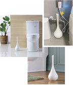 White Toilet Brush and Holder Set,Modern Bathroom Decor Closed Toilet Bowl Brush Household Cleaning Brush for Bathtub