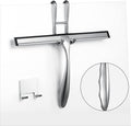 Shower Squeegee for Glass Doors,10-Inch Shower Glass Squeegee, Sliver Shower Squeegee for Shower Doors,Mirror,Windows, with Shower Door Hook and Adhesive Hook