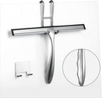 Shower Squeegee for Glass Doors,10-Inch Shower Glass Squeegee, Sliver Shower Squeegee for Shower Doors,Mirror,Windows, with Shower Door Hook and Adhesive Hook