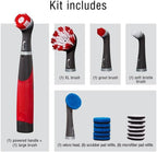 Rubbermaid Reveal Power Scrubber 18-Piece Kit, Cordless Electric Battery Powered Scrub Brush, Water Resistant, for Home/Kitchen/Bathroom/Grout/Tile/Shower/Tub