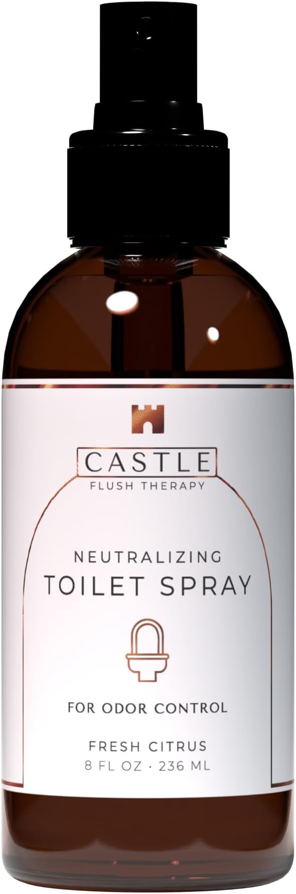 Castle Flush Therapy Neutralizing Toilet Spray | Odor Control: Mist Over The Water Surface, Go, Then Flush | Bathroom Freshening Spray | Neutralizes Odors at the Source | Fresh Citrus | 8 oz