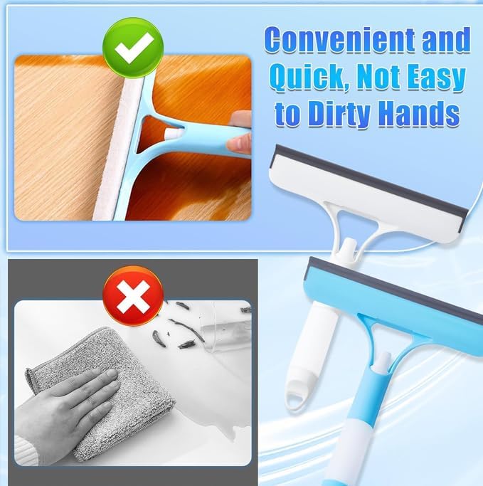 3 in 1 Spray Squeegee, WindowSqueegee with Spray 3 in 1 WindowSqueegee Cleaner, Spray WindowSqueegee Cleaner Tool with SprayBottle, for Car, Home, Kitchen Window（Blue+White）