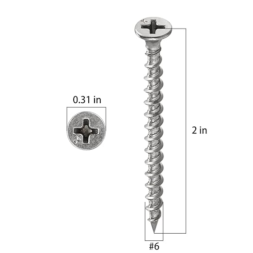 (180 pcs)#6X2 410 Stainless Steel Fastener Drywall Screws-Phillips with coarse Threaded tip, Black, Suitable for Drywall Slate, Wood, etc.(1 pounds)